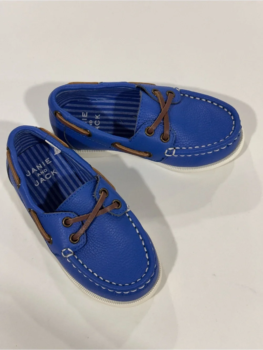 Janie and Jack Royal Blue & Brown Kids Boat Shoes